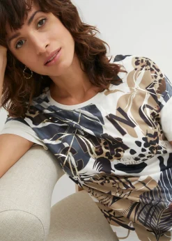bonprix bonprix Camiseta Blanco lana-negro-nuevo beige estampado