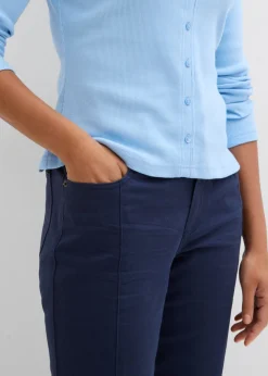bonprix bonprix Camiseta 2 en 1 de algodón puro Azul claro-blanco New