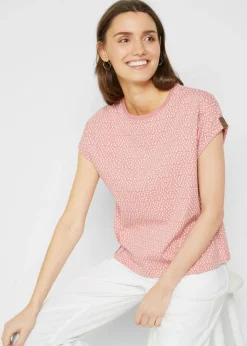 bonprix bonprix Camiseta (2 unidades) Rosa ahumado estampado + azul marino monocolor Clearance