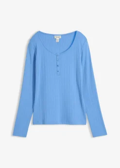 bonprix bonprix Camiseta acanalada de manga larga azul provenzal Clearance