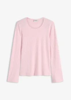 bonprix bonprix Camiseta acanalada de manga larga rosa cristal Discount