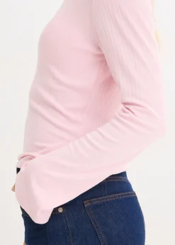 bonprix bonprix Camiseta acanalada de manga larga rosa cristal Discount