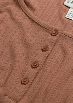 bonprix bonprix Camiseta acanalada de manga larga Marrón castaño Online