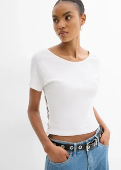 bonprix bonprix Camiseta ajustada de algodón orgánico puro Blanco Outlet
