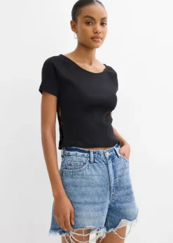 bonprix bonprix Camiseta ajustada de algodón orgánico puro Negro