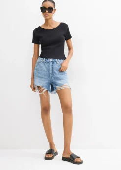 bonprix bonprix Camiseta ajustada de algodón orgánico puro Negro