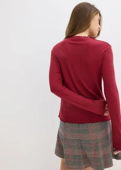 bonprix bonprix Camiseta ajustada de canalé Rojo Clearance