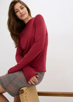 bonprix bonprix Camiseta ajustada de canalé Rojo Clearance