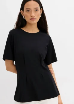 bonprix bonprix Camiseta ajustada de cómodo Punto di Roma Negro