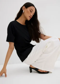 bonprix bonprix Camiseta ajustada de cómodo Punto di Roma Negro