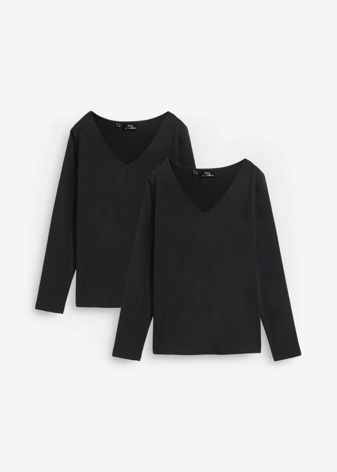 bonprix bonprix Camiseta ajustada de manga larga (2 unidades) Negro-negro Sale