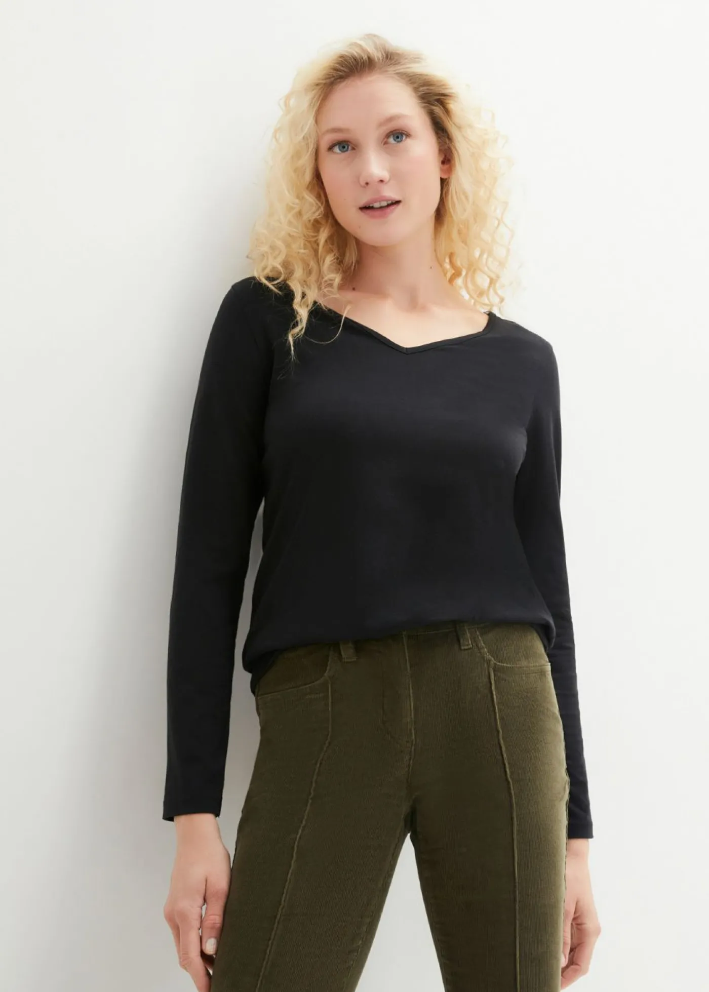 bonprix bonprix Camiseta ajustada de manga larga (2 unidades) Negro-negro Sale