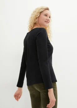 bonprix bonprix Camiseta ajustada de manga larga (2 unidades) Negro-negro Sale