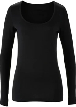 bonprix bonprix Camiseta ajustada de manga larga Negro New