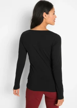 bonprix bonprix Camiseta ajustada de manga larga Negro New