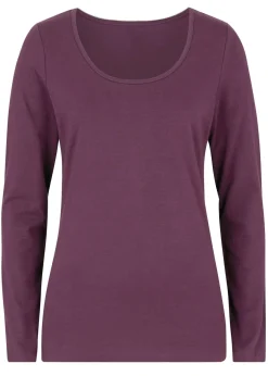 bonprix bonprix Camiseta ajustada de manga larga morado intenso Online