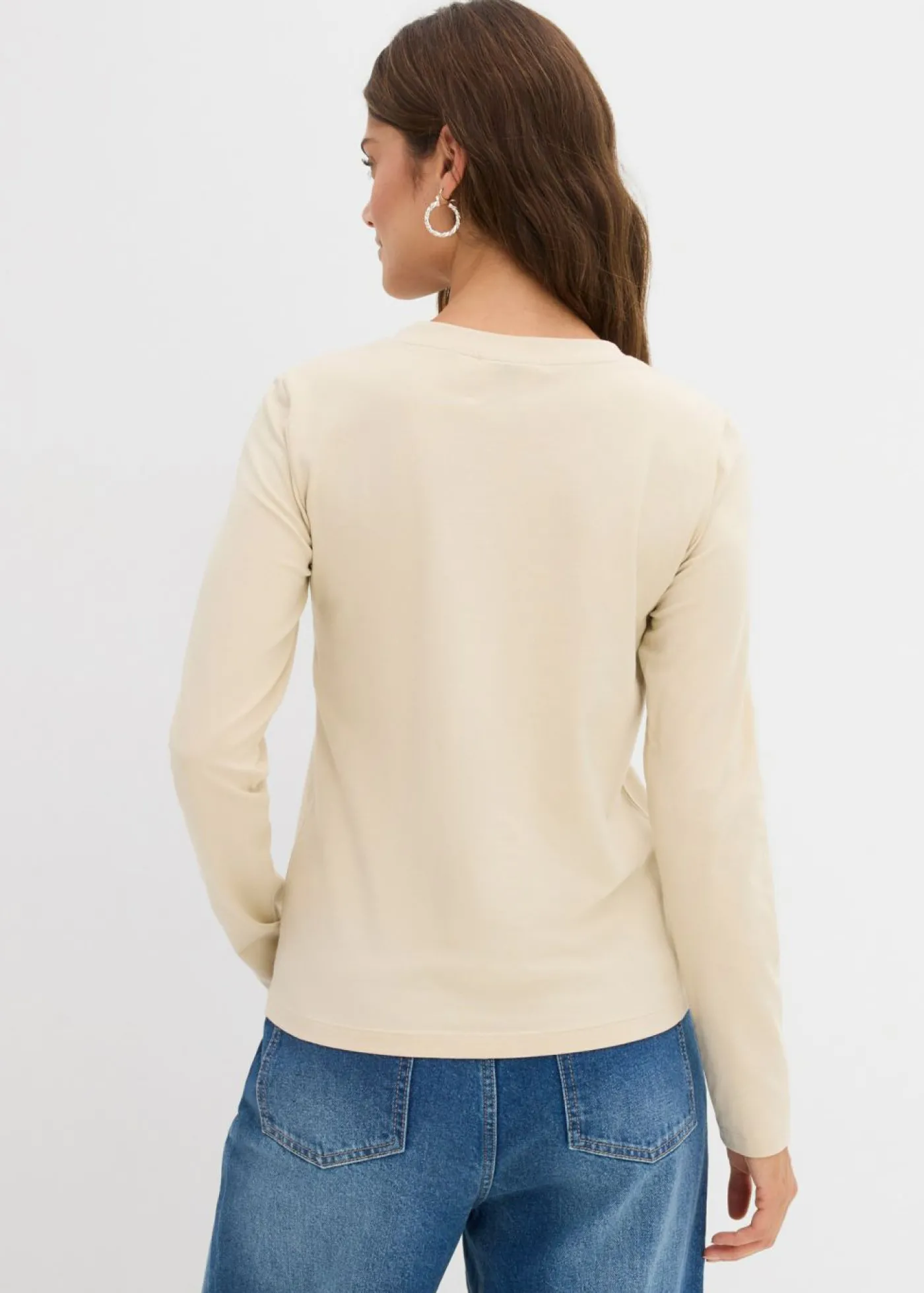 bonprix bonprix Camiseta ajustada de manga larga Arena claro Clearance