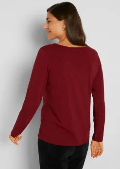 bonprix bonprix Camiseta ajustada de manga larga (2 unidades) rubí / gris claro moteado Clearance
