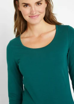 bonprix bonprix Camiseta ajustada de manga larga Verde petróleo Outlet