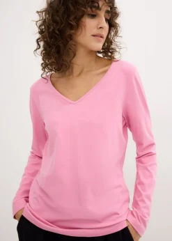 bonprix bonprix Camiseta ajustada de manga larga (2 unidades) Rosa orquídea+negro Clearance
