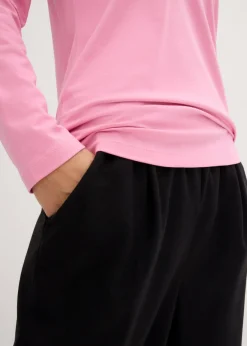 bonprix bonprix Camiseta ajustada de manga larga (2 unidades) Rosa orquídea+negro Clearance