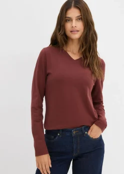 bonprix bonprix Camiseta ajustada de manga larga Marrón café New
