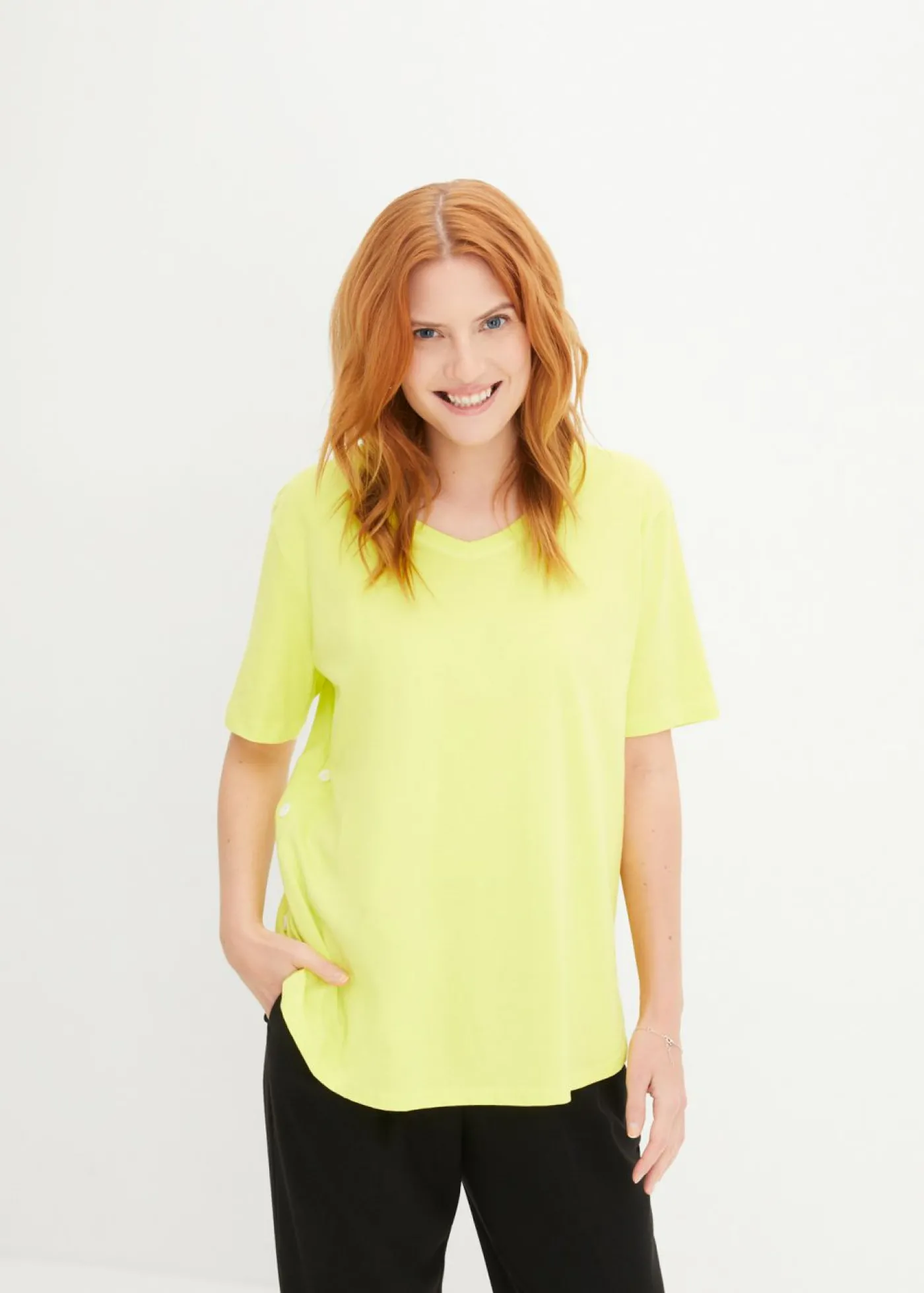 bonprix bonprix Camiseta ancha de algodón orgánico Verde lima Best