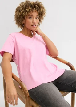 bonprix bonprix Camiseta ancha de algodón orgánico Rosa Clearance
