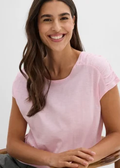 bonprix bonprix Camiseta boxy de manga corta rosa cristal Discount