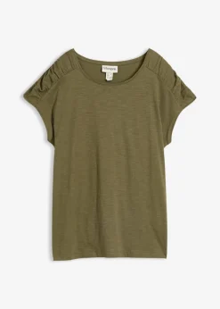 bonprix bonprix Camiseta boxy de manga corta Verde oliva oscuro