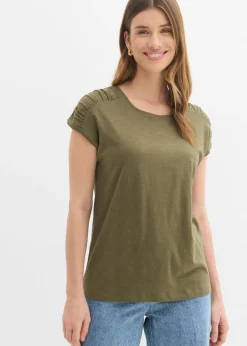 bonprix bonprix Camiseta boxy de manga corta Verde oliva oscuro