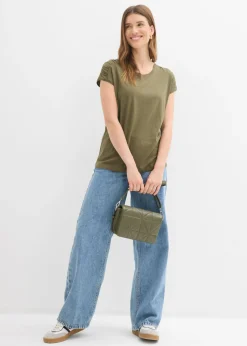bonprix bonprix Camiseta boxy de manga corta Verde oliva oscuro