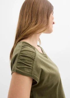 bonprix bonprix Camiseta boxy de manga corta Verde oliva oscuro
