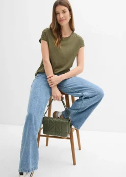 bonprix bonprix Camiseta boxy de manga corta Verde oliva oscuro