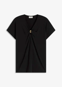 bonprix bonprix Camiseta con anillo decorativo Negro Best