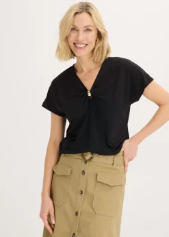 bonprix bonprix Camiseta con anillo decorativo Negro Best