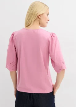 bonprix bonprix Camiseta con bordado calado Malva