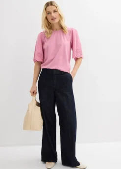 bonprix bonprix Camiseta con bordado calado Malva