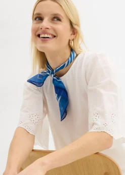 bonprix bonprix Camiseta con bordado calado Blanco Online