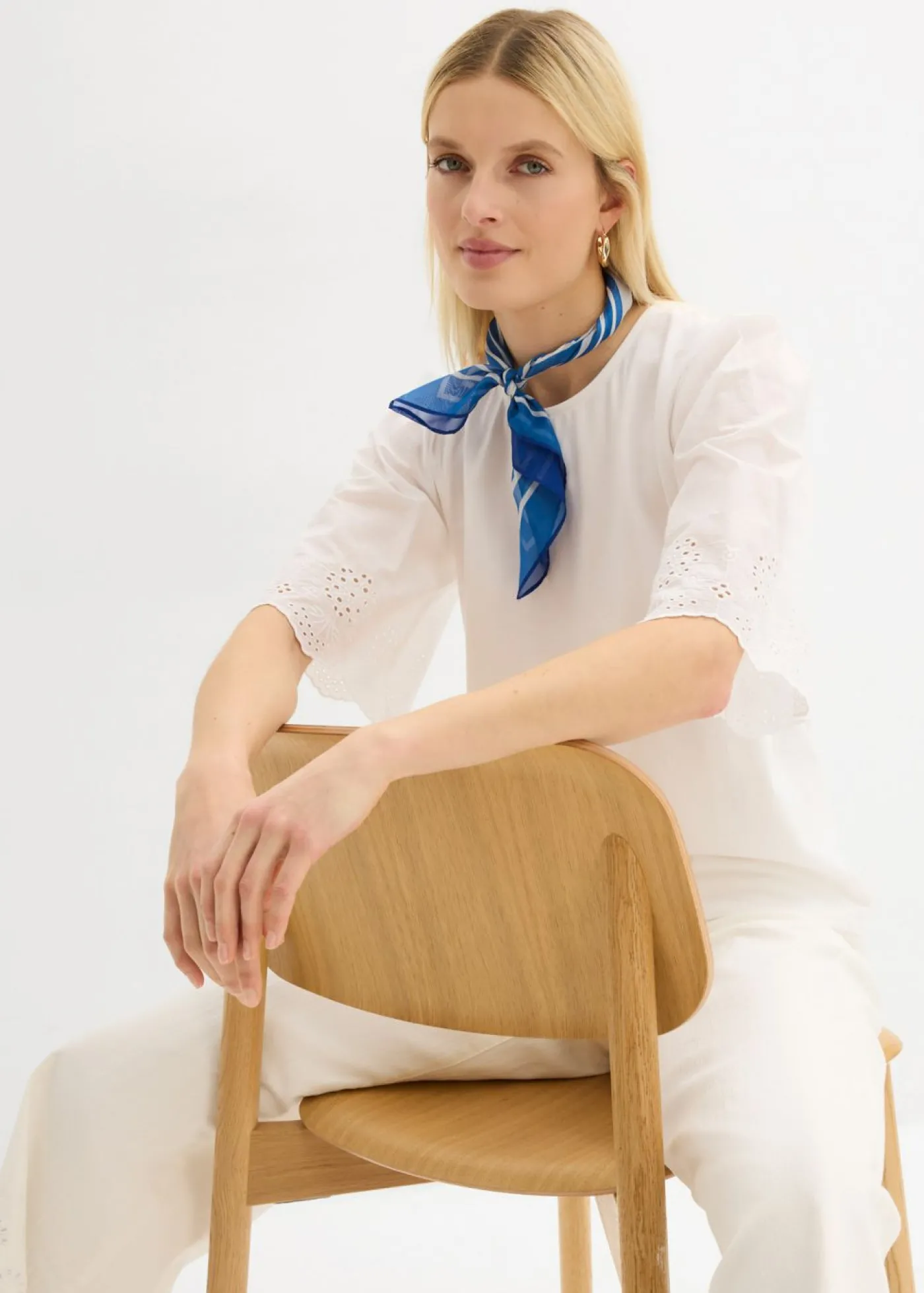 bonprix bonprix Camiseta con bordado calado Blanco Online