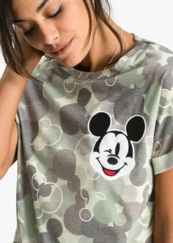 bonprix Disney Camiseta con bordado de Mickey Mouse Verde/marrón de camuflaje Outlet
