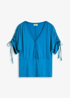 bonprix bonprix Camiseta con botones azul glaciar Clearance