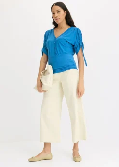 bonprix bonprix Camiseta con botones azul glaciar Clearance