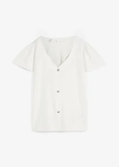 bonprix bonprix Camiseta con botones Blanco lana Outlet