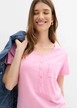 bonprix bonprix Camiseta con botones Rosa Online