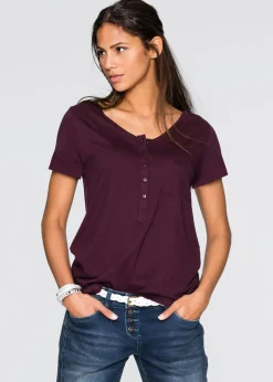bonprix bonprix Camiseta con botones Burdeos New
