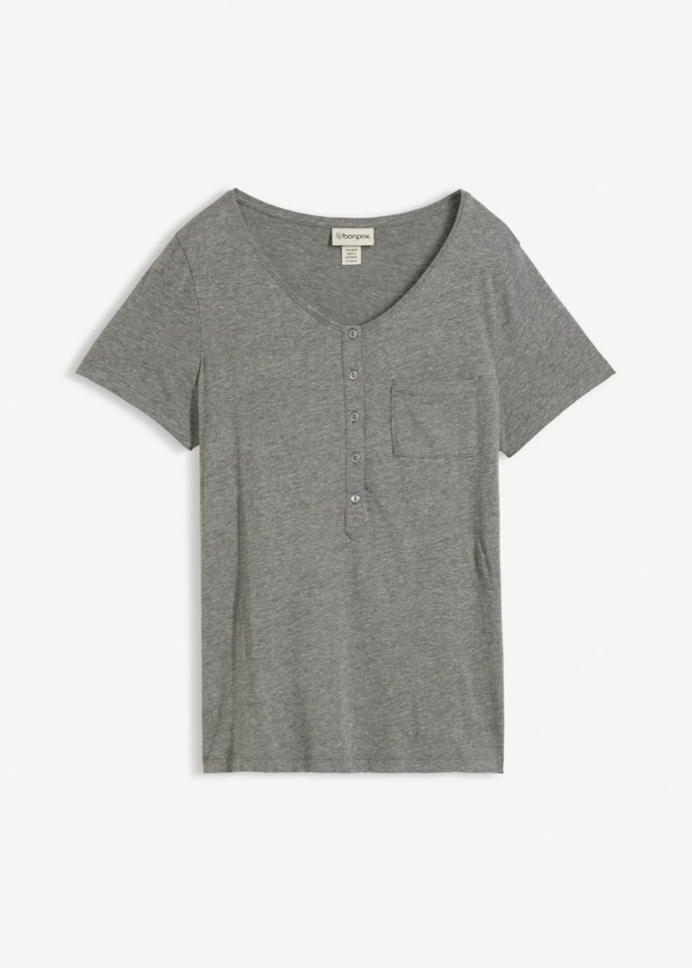 bonprix bonprix Camiseta con botones Gris jaspeado Sale
