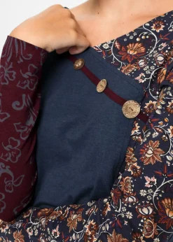 bonprix bonprix Camiseta con botones de viscosa sostenible Azul marino Sale