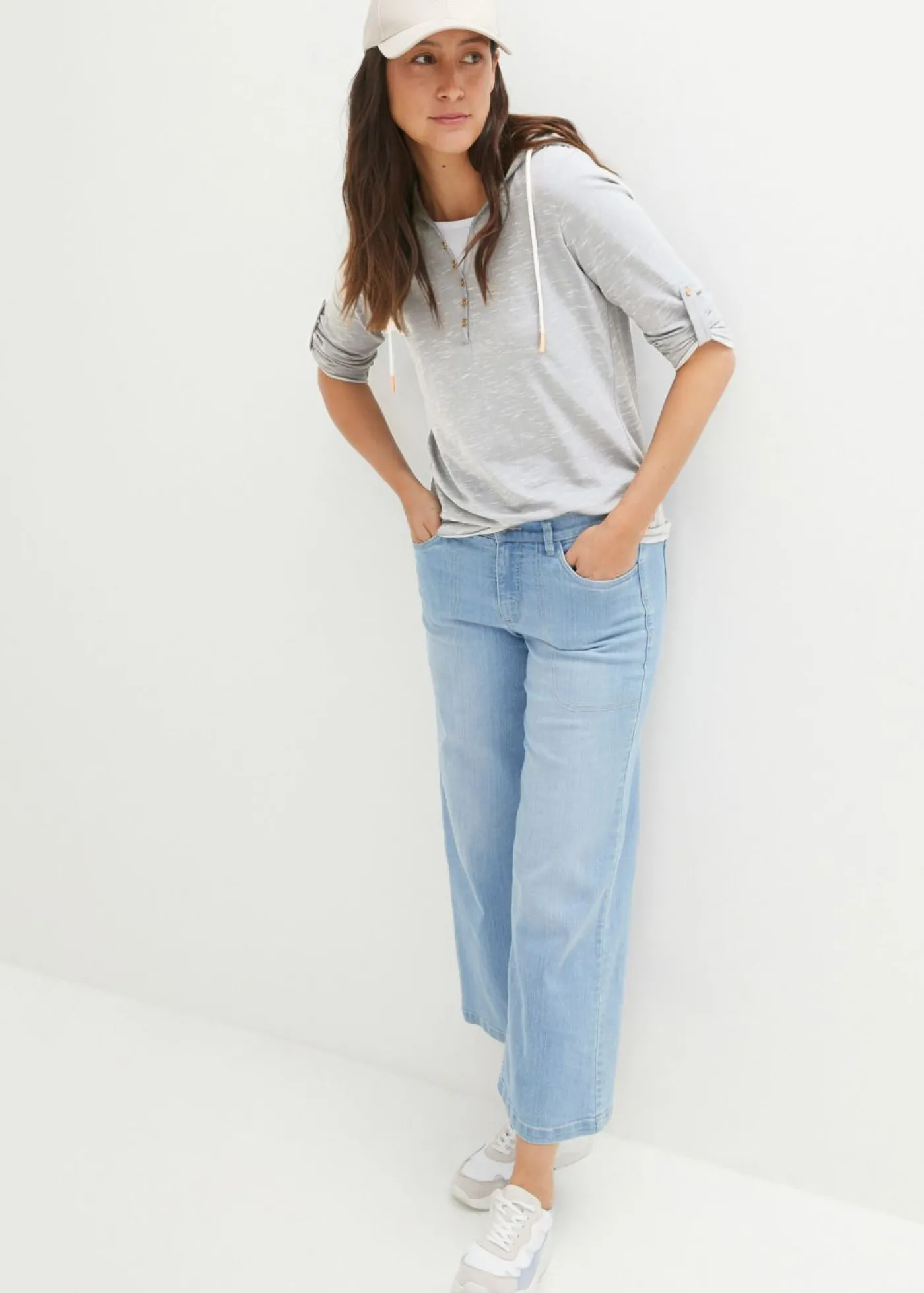 bonprix bonprix Camiseta con capucha Gris claro jaspeado Discount