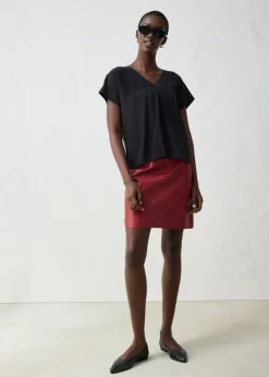 bonprix bonprix Camiseta con contenido de seda e inserto de tejido Negro Outlet